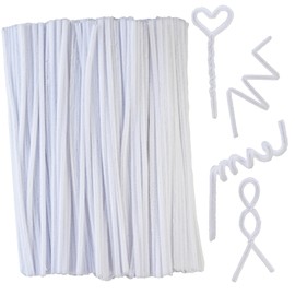 Qirimoi White Pipe Cleaners Craft Pipe Cleaners Bulk Pipecleaners Crafts Supplies，200Pcs White