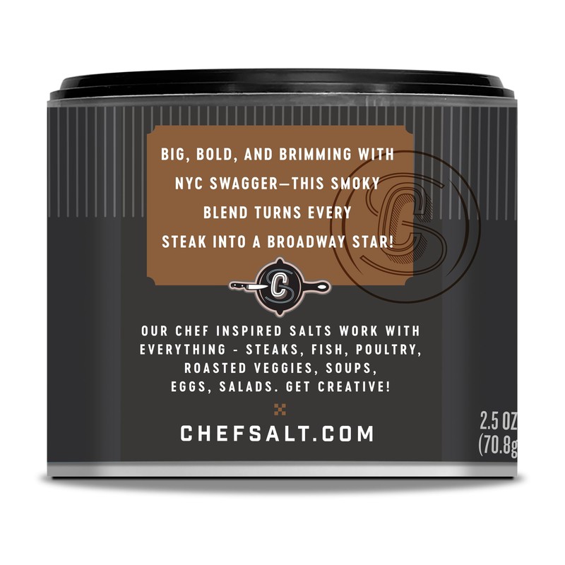 CHEF SALT NY Steak Seasoned Salt, 2.5 oz Salt Shaker