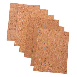 COHEALI 6pcs Cork Printed Artificial Leather for Jewelry Accessories Crafts Pu Leather Random