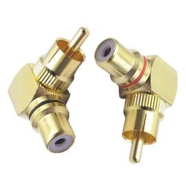 LUYING Gold Plated L Shape RCA Adapter Male to Female 90 Degree RCA Right Angle Connector (2 Pack)