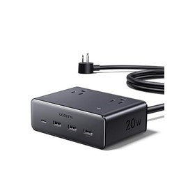 UGREEN Extensión Eléctrica USB C, 8 en 1 Regleta Multicontacto con 4 Salidas y 4 Puertos USB (20W USB C), 1.5M Extension Plana, Multiple Conector, Enc
