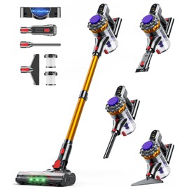 KQAHA Cordless Vacuum Cleaner, 550W 45KPA 65Mins Vacuum Cleaners for Home, Stick Vacuum with Self-Standing, LED Display & Anti-Tangle Wireless Vacumm, Lightweight Vacuum for Pet Hair Carpet Floor