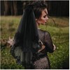 Black Lace Veil Hair Accessory 2 Tier Creative Cathedral Wedding