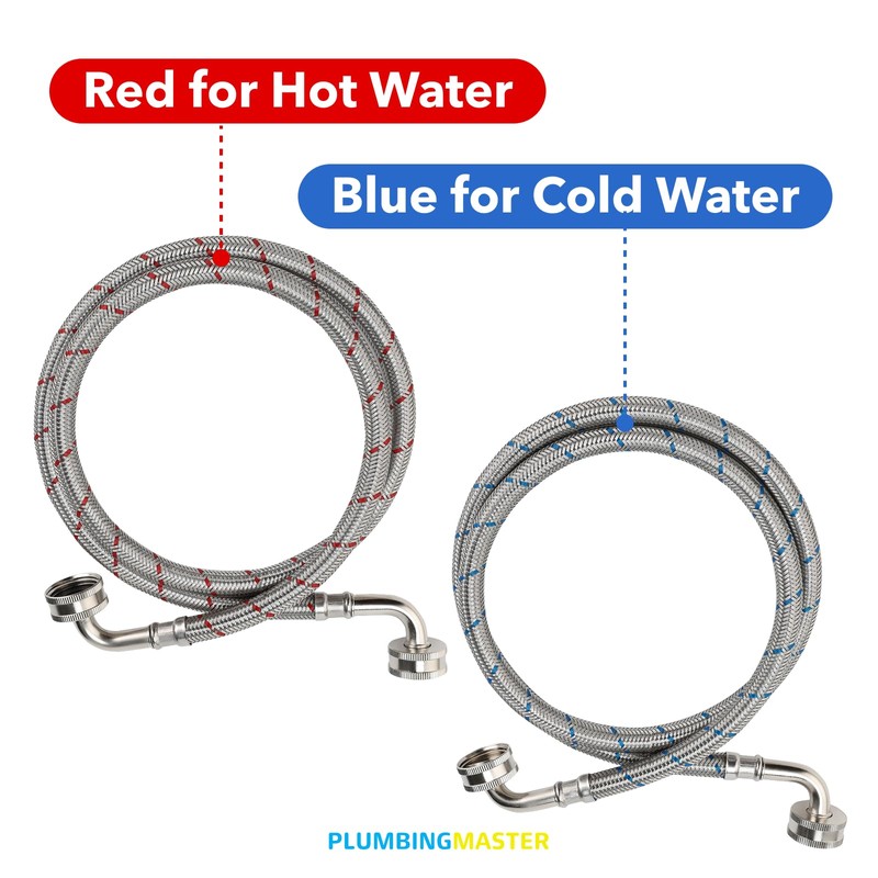 PLUMBINGMASTER 4FT Washing Machine Hoses,Burst Proof Water Supply Line with