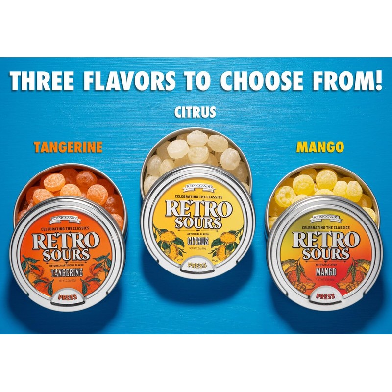 Retro Sours - Hard Tangy Old Fashion Candy in Citrus,