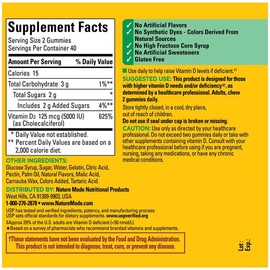 Vitamin D Extra Strength 5000 IU (125 mcg) Gummies - Count: 80
