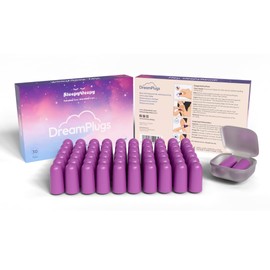 DreamPlugs Ultra-Soft Foam Earplugs – SNR 38dB | 30 Pairs | Bullet-Shaped Sleep Ear Plugs for Snoring, Travel, Sensory Relief | Reusable, Hypoallergenic (Purple)