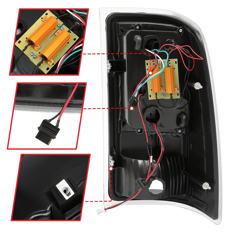HECASA Tail Lights Assembly Compatible with 2007-2014 GMC Sierra 1500