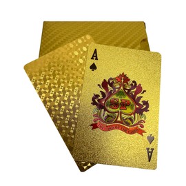 YIMINGOUFEI Luxuriöse Goldfolie Pokerkarten, 54 wasserdichte Spielkarten, Premium Kunststoff, Goldenes Design