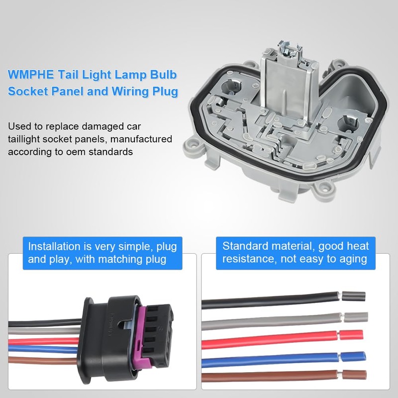 WMPHE Tail Lamp Light Holder Bracket and Wiring Plug Compatible