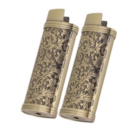 Aoresac Protective Lighter Cover Sleeve, Vintage Style Zinc Alloy Case for Lighters with Botanical Pattern, Reliable Protection for Lighters, Great Idea (Bronze)