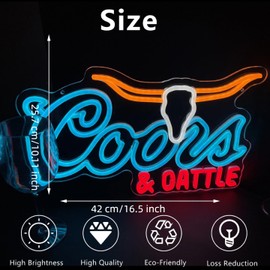 Crs and Cattle Neon Lights for Wall Decor for Bedroom, LIGHT Neon Signs Led Signs Suitable for Man Cave Bar Bedroom Shop Hotel