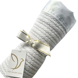 The Gilded Bird Baby Cellular Blanket for Pram 100cm x 75cm, Organic Cotton, Super Soft Fibres, Machine Washable - Safari Toile