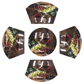 DJYQBFA Wine Round Placemat Set of 5 Wedge Placemat Centerpiece, Heat Resistant Non-Slip Round Table Mat for Dinning Decoration Home Restaurant Hotel Party