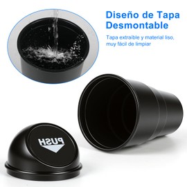 Haerzon 2 Cubos de Basura para Auto con Tapa Hermética + 2 Bolsas, Mini Bote de Basura Portátil para Carro, Accesorio de Almacenamiento para Interior de Auto, Ideal para Coches y Oficinas (Negro)