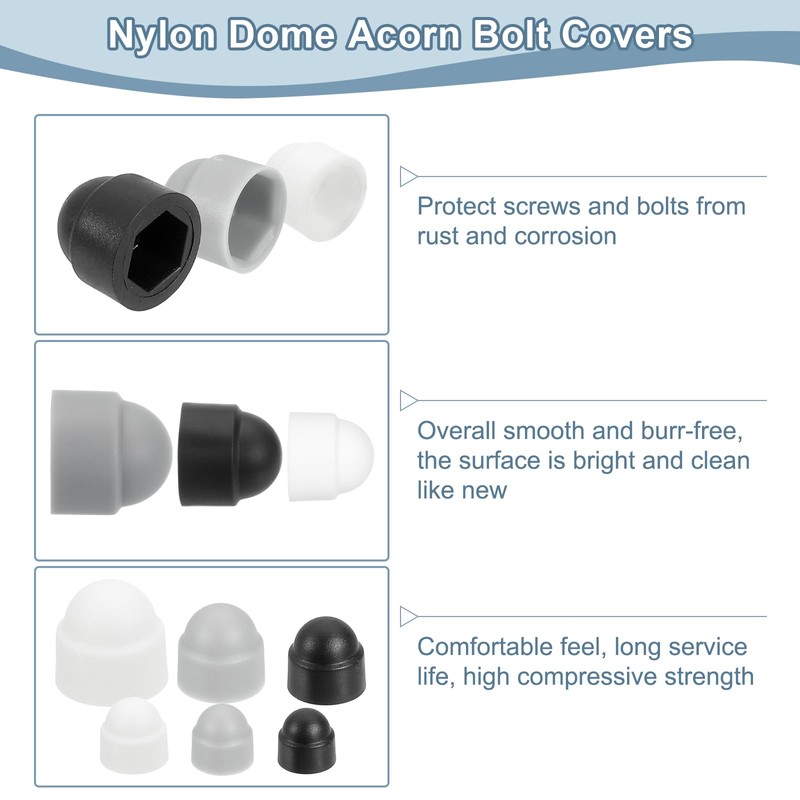 sourcing map Nut Protection Cap, 20Pcs M8x13x15mm - Plastic Hexagonal