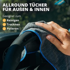 LICARGO Mikrofasertücher Auto Set 380GSM - 6 Stück - 40x40cm - Reinigungstücher zur Autoreinigung - Poliertuch - Fusselfreie Microfasertücher für Auto, Motorrad & Haushalt, Microfasertuch Autopflege
