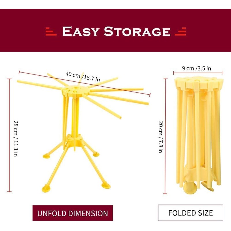 Dutingmo Pasta Dryer, Pasta Dryer with 10 Extendable Rungs, Integrated