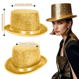 Barelove Top Hats for Men Women Adults, Shiny Magician Hat Tuxedo Hat Victorian Hat Dress Up Hat (Bling Yellow)