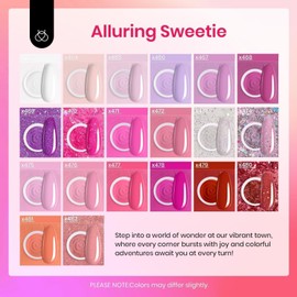 Beetles Dip Powder Nail Kit 36pcs 20 Colors Nude Hot Pink Red Glitter White Dip Nails Powder Starter Kit with Base Top Coat Activator Cuticle Oil Nail Set for Women Alluring Sweetie Collection