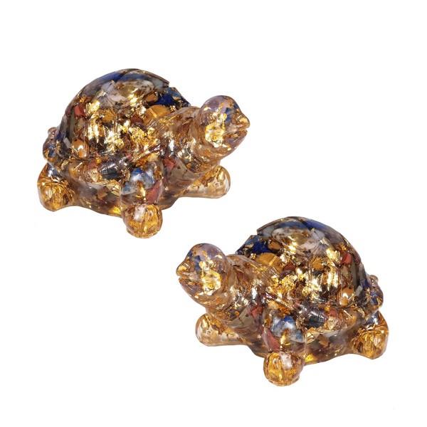 KYEYGWO Pack of 2 Mini Colourful Crystal Crystal Turtle Statue