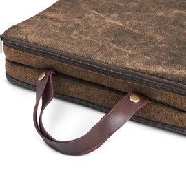 Lawnifi Kneeling Pad for Gardening with Extra Thick Memory Foam, Water Resistant Waxed Canvas and Genuine Leather, Foldable, and Portable