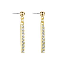 KristLand Silver Earring Stud Platinum Earrings Earrings Bar Earrings Cubic Zirconia Stones Jewellery Gifts Women Ladies Girls, Sterling Silver Silver Cubic Zirconia