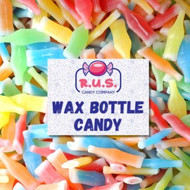 Old-Fashioned Wax Bottle Candy – 1 Lbs Bulk Pack – 5 Fruity Flavors (Lemon, Blue Raspberry, Orange, Cherry, Green Apple) – Retro Candy Drinks for Parties, Kids, and Nostalgic 90's Buffet (1 Pound)