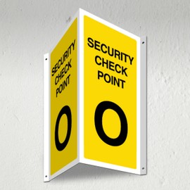 V Safety Security Check Point O - 3D Corridor Sign 340 x 300 mm - 3mm Indoor Palboard + Fold & Drill Holes - Customised