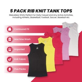 Studio 3 Little/Big Girls 5 Pack Rib Knit Tank Tops (4T-5T, Multi)
