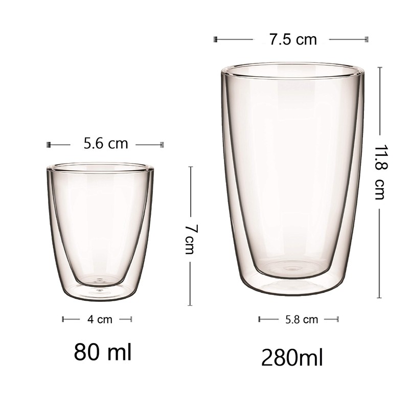 Aqualogis Double Walled Thermal Glass Cappuccino Latte Venice 2 Pack