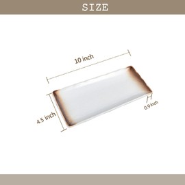 FYUEROPA Sushi Plates, Ceramic Rectangular Platters Serving Trays Set, Sushi Dishes, Japanese Dinnerware Set - Set of 4