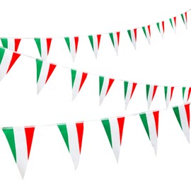 Whaline Italy Pennant Bunting Banner 30Pcs Triangle Flag String Banner 29.5FT Italy Full Flag Patriotic Hanging Garland for Parades Sports Event Football World Cup International Festival Party Decor