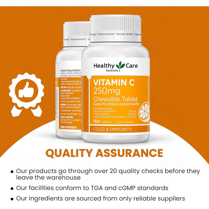 Healthy Care Vitamin C Chewable 250mg – 150 Tablets –