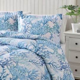 CARIBBEAN JOE Full/Queen 3-Piece Comforter Set, Tropical Coastal Beach Design Bedding, Deep Sea Dive