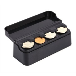 Portable Car Coin Holder Car Coin Storage Box Coin Organiser with Cover Black Taxi Driver Coin Dispenser Change Storage Box Suitcase Container Car Home Office 11.5 x 4 x 3.6 cm