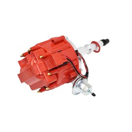 A-Team Performance - HEI Complete Distributor 65K Coil - Compatible with SBC/BBC Chevy AMC Jeep V8 304 360 390 401 One Wire Installation Red Cap