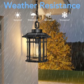 WIHTU Outdoor Pendant Light Fixture, Exterior Hanging Lights, Hanging Lantern with Adjustable Chain, Anti-Rust Aluminum Frame with Glass with Raindrop Effect for Front Door Ceiling Entry Porch