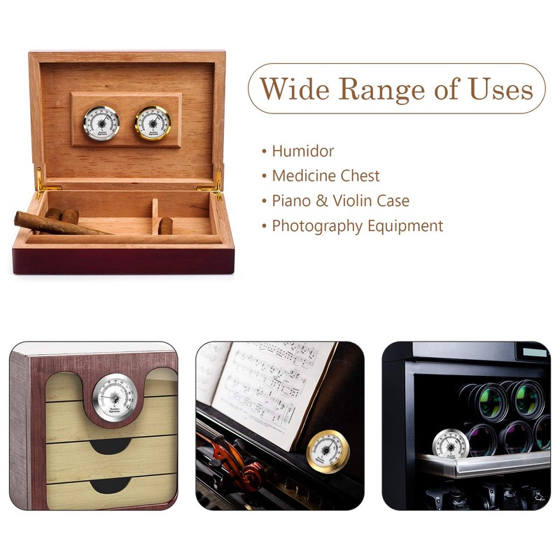 Frienda 2 Pcs Hydrometer 2 Inch Humidity Meter Cigar Humidor