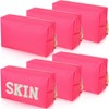 6 Pcs Preppy Patch Makeup Bag PU Leather Cosmetic Bag