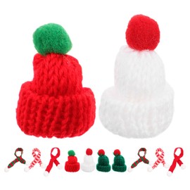JOINPAYA 12pcs Mini Knit Christmas Hats: Mini Santa Hats Scarf Set for Crafts Christmas Tree Decorations Ornaments Snowman Doll