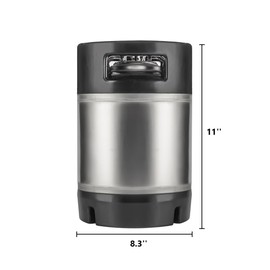 TMCRAFT New 1.75 Gallon Ball Lock Keg, Stainless Steel Beer Keg with Dual Rubber Handle for Home Brew