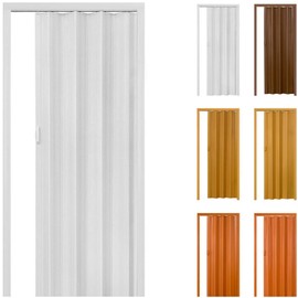 Portable White 48inx80in Accordion Doors Interior,PVC Compact Folding Door,Multifold Retractable Sliding Bifold Doors for Doorway,Bedroom (White,48in*80in)