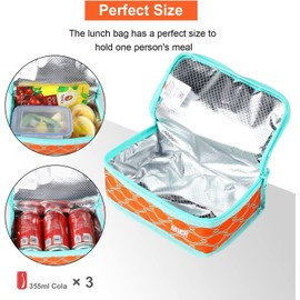 MIER Small Lunch Box Bag Food Storage Cooler Bags Insulated Travel Kit for Women and Men, Orange