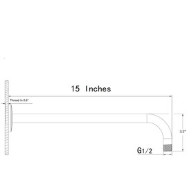 NearMoon Shower Arm, Extra Fixed Arm with Flange, Stainless Steel Wall-Mounted ShowerHead Arm (15 Inch, Chrome Finish)