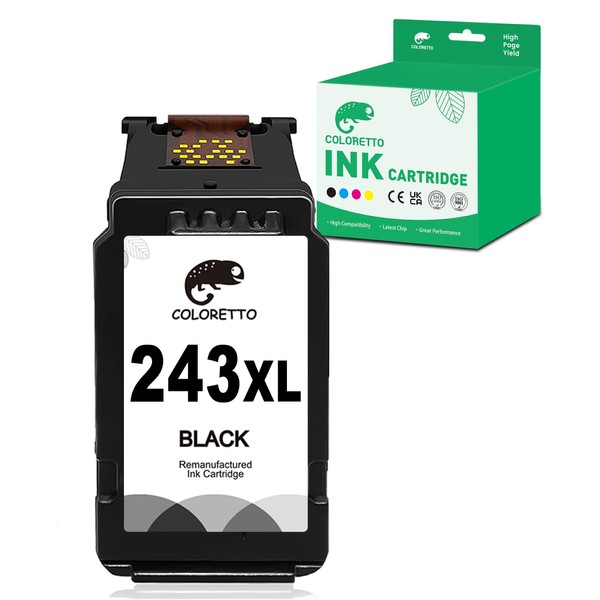 COLORETTO 243 XL (1 Black) Remanufactured Ink Cartridge Replacement for