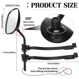 Tallew 2 Pcs Towing Clip on Mirror Universal Extension Mirror Kit Black Bar Adjustable 360 Degree Rotation Tow Mirror for Trailer RV Rearview Mirror Car Accessories for Truck Hitch Towing