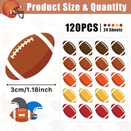 Colorful 120 Pcs Football Stickers Vinyl, Football Helmet Stickers for Water Bottle Kids Boys, Sports Ball Decals Waterproof for Football Sports Party Favor Supply Reward Pride Planner