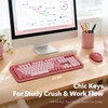 Wireless Keyboard and Mouse Combo, Rose, Round Keycaps, Phone/Tablet Holder