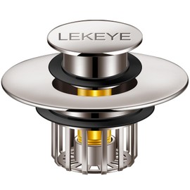 LEKEYE Tub Stopper | Shower Drain Hair Catcher | Pop-up Drain Stopper with Strainer | Bathroom Bathtub Plug | Drain Protector for 1-1/2 to 1-3/4" Bath Drain Hole - Brushed Nickel